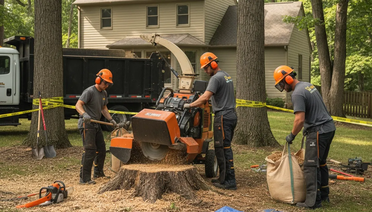 Stump removal service in Oak Park, IL by Arbor Tree Care, restoring yard space after tree removal