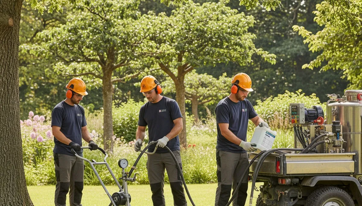 Tree service crew providing professional fertilizing in Oak Park, IL for healthier, stronger trees