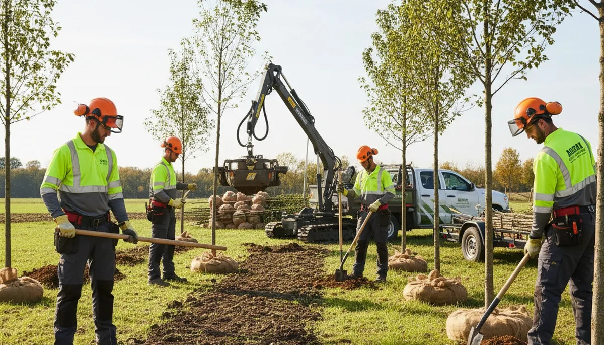 Oak Park, IL arborist planting a young tree for residential tree planting services