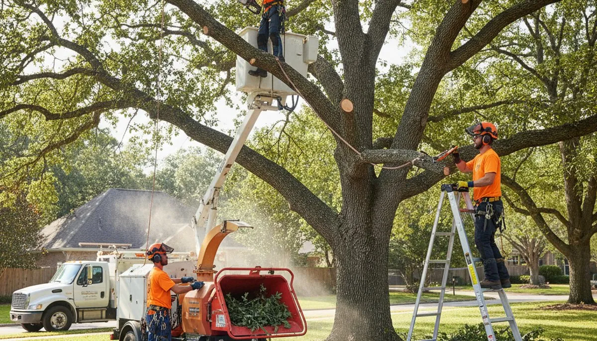 Arborist pruning tree branches in Oak Park, IL for safe, healthy landscape maintenance