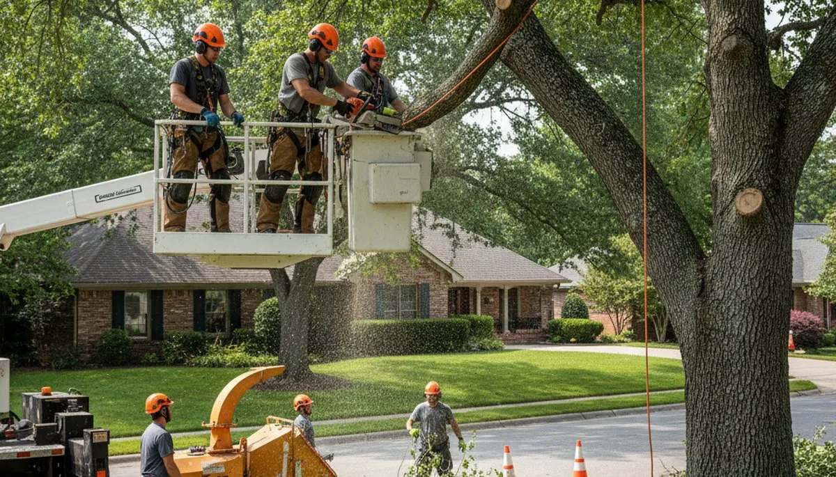 Oak Park, IL tree service crew removing a hazardous tree with professional equipment