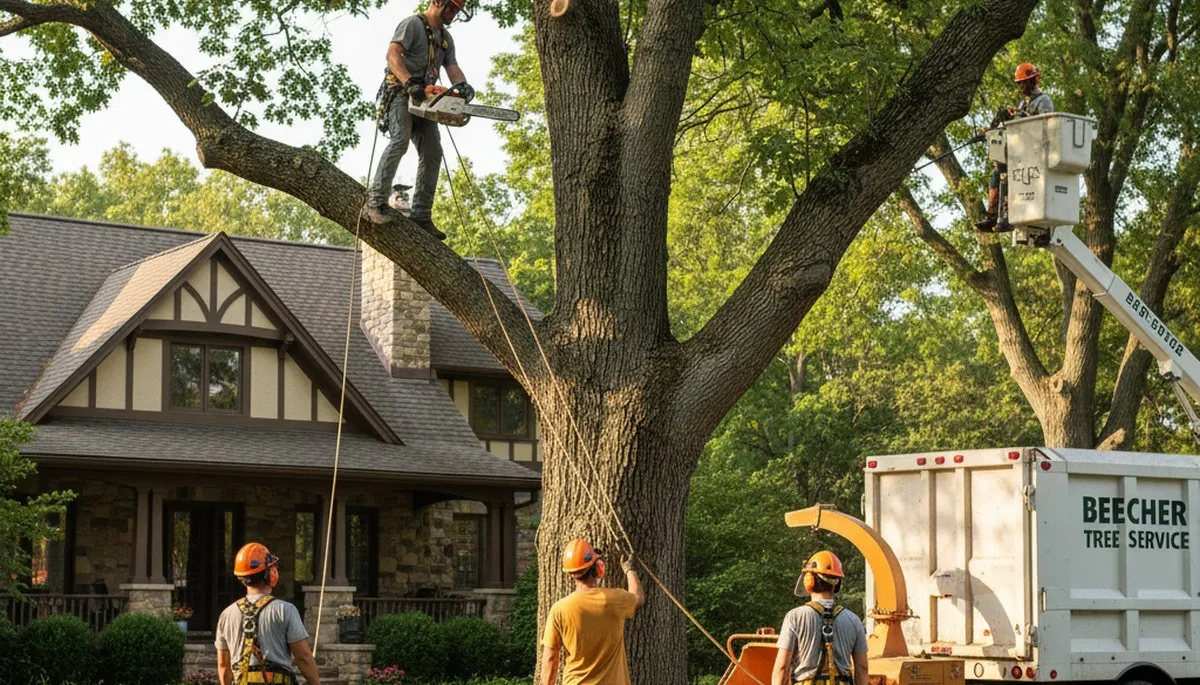 Tree service crew in Oak Park, IL providing professional tree care for local homeowners