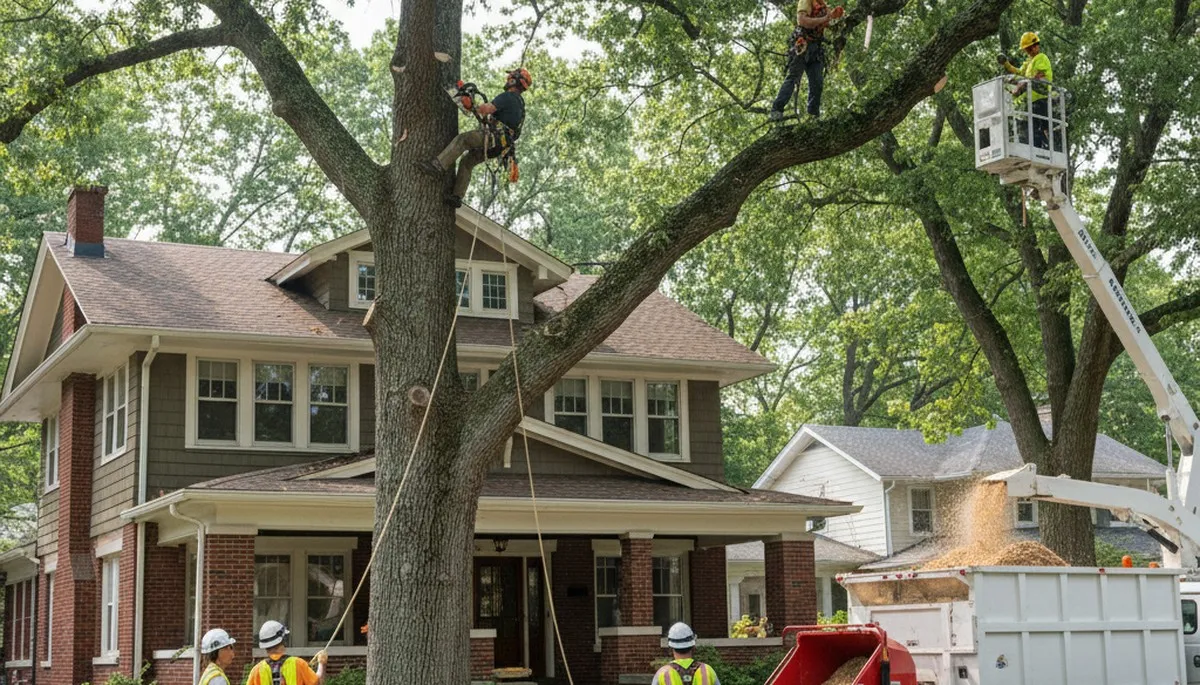 Tree service crew in Oak Park, IL providing professional tree care for local properties