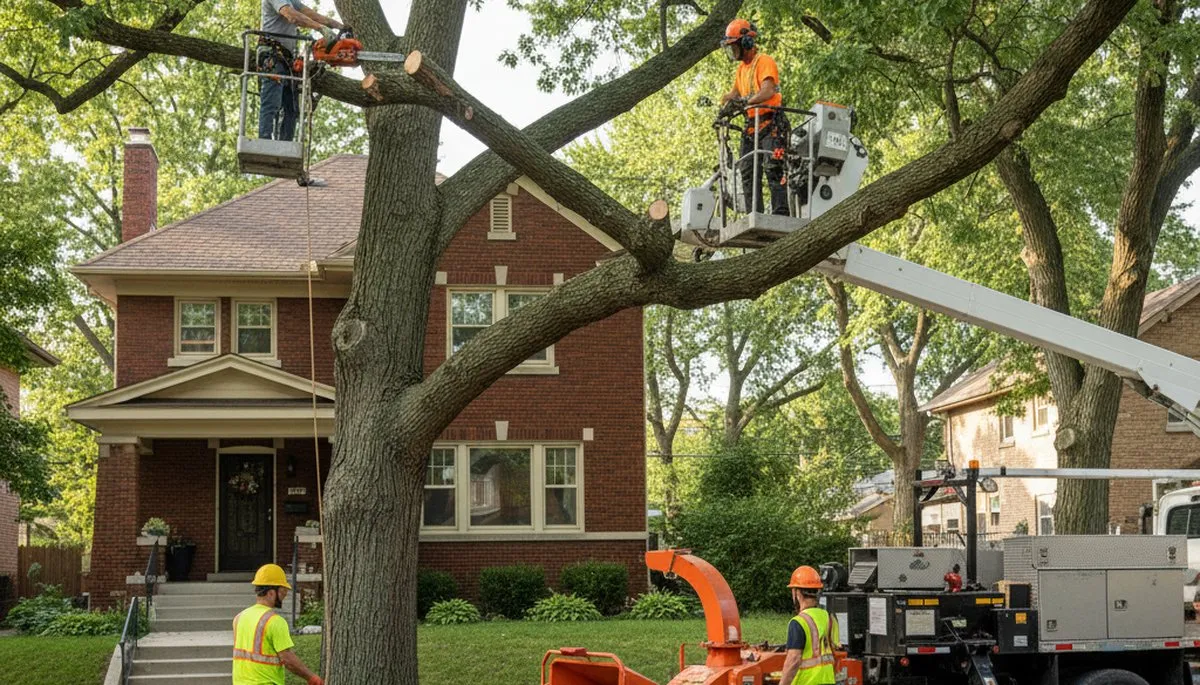 Tree service crew in Oak Park, IL providing professional tree trimming and removal services