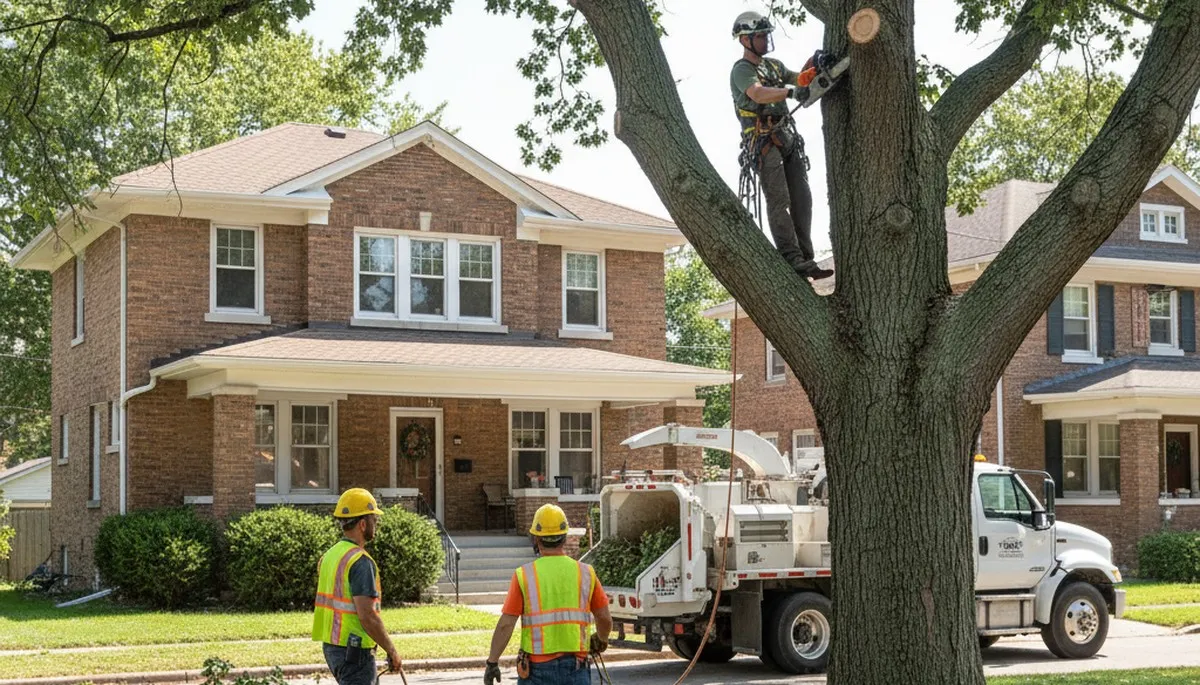 Tree service crew in Oak Park, IL providing professional tree trimming and removal services