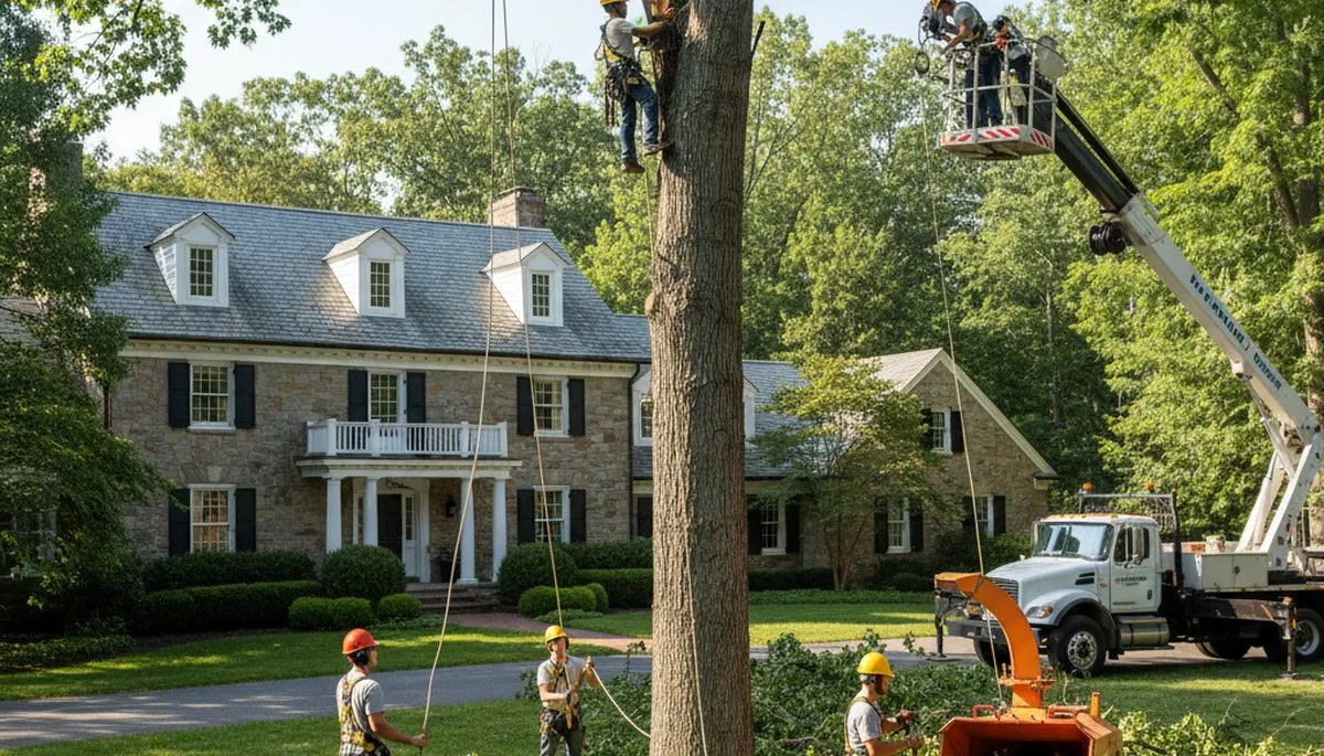 Tree service crew in Oak Park, IL providing professional tree care and removal for local homes and businesses